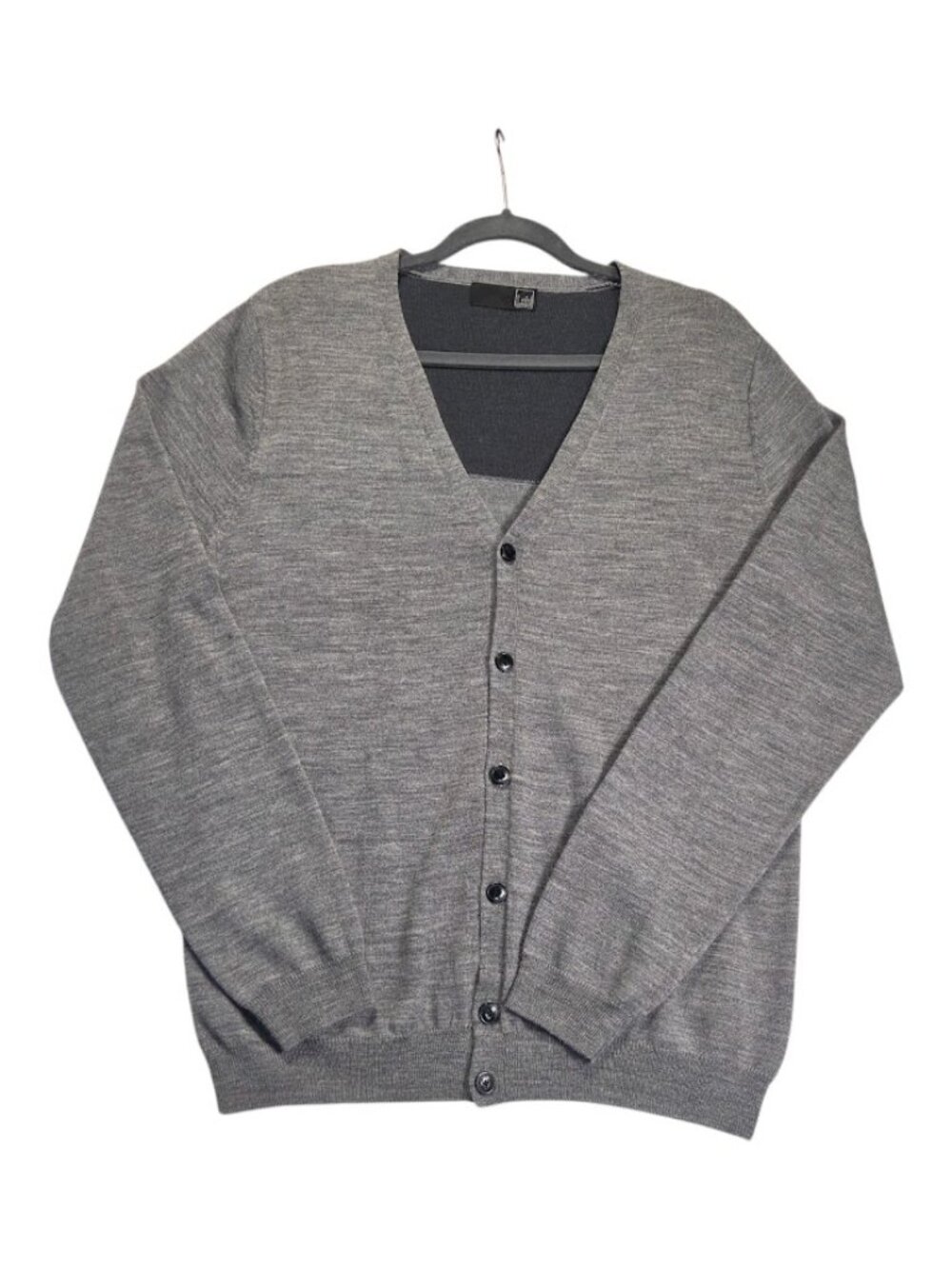Lab Pal Zileri Men 100% Merino Wool V-Neck Cardigan Sweater Size 50 /M-L Grey
